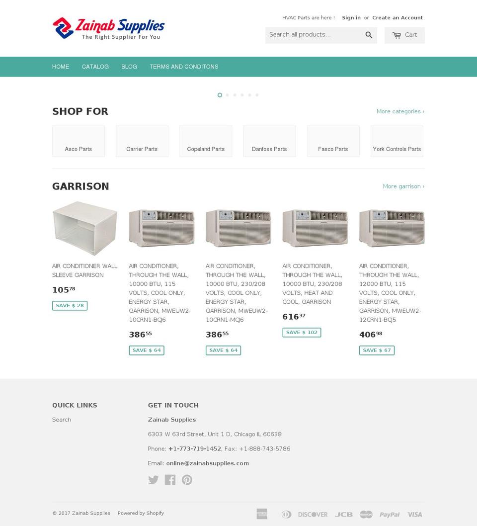 zainabsupplies.com shopify website screenshot