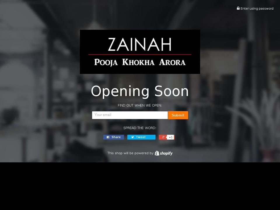zainahcouture.com shopify website screenshot