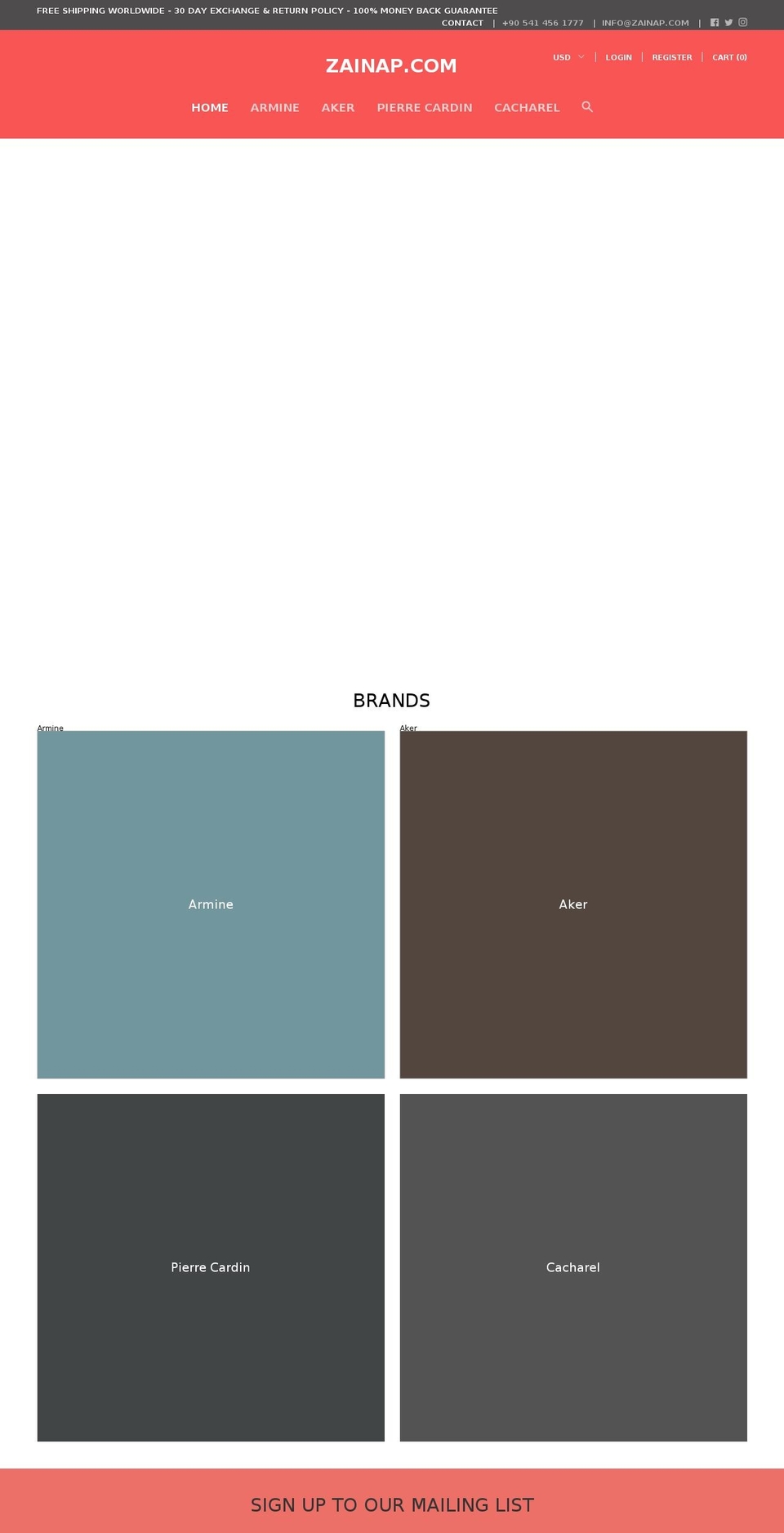 zainap.com shopify website screenshot
