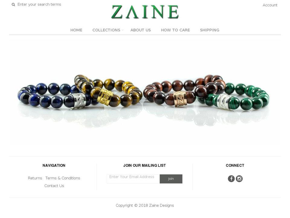 zainedesigns.com — Shopify storefront screenshot