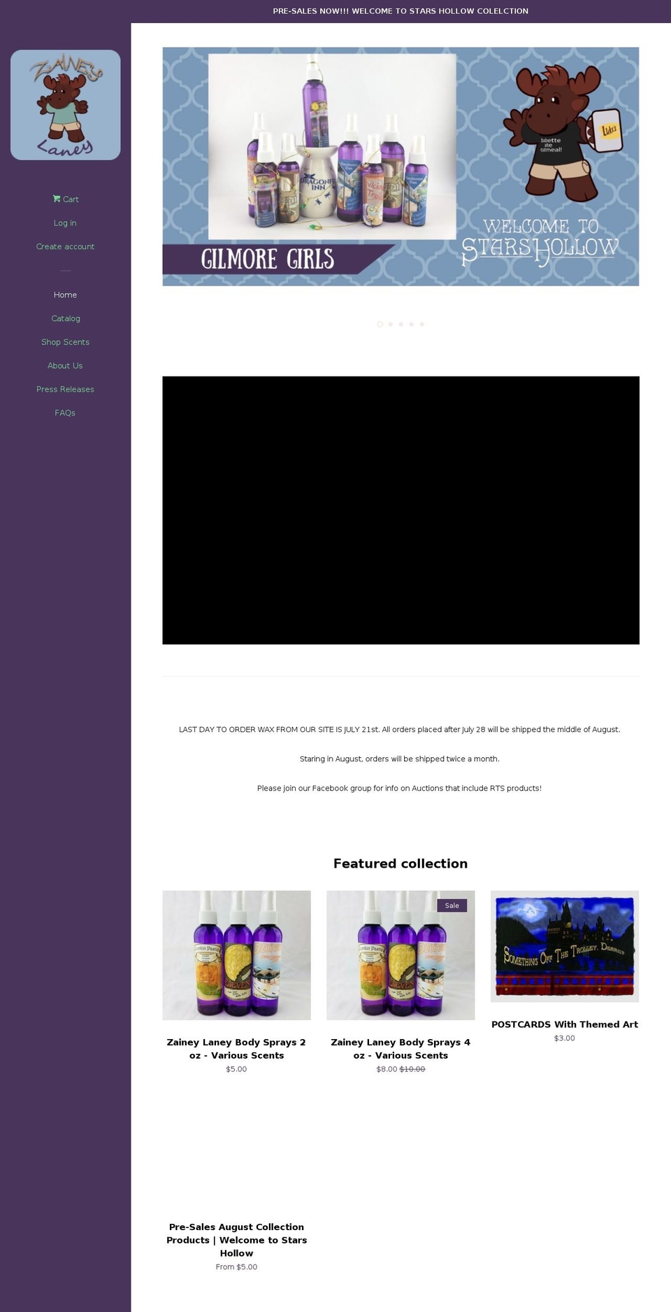 zaineylaney.com — Shopify storefront screenshot