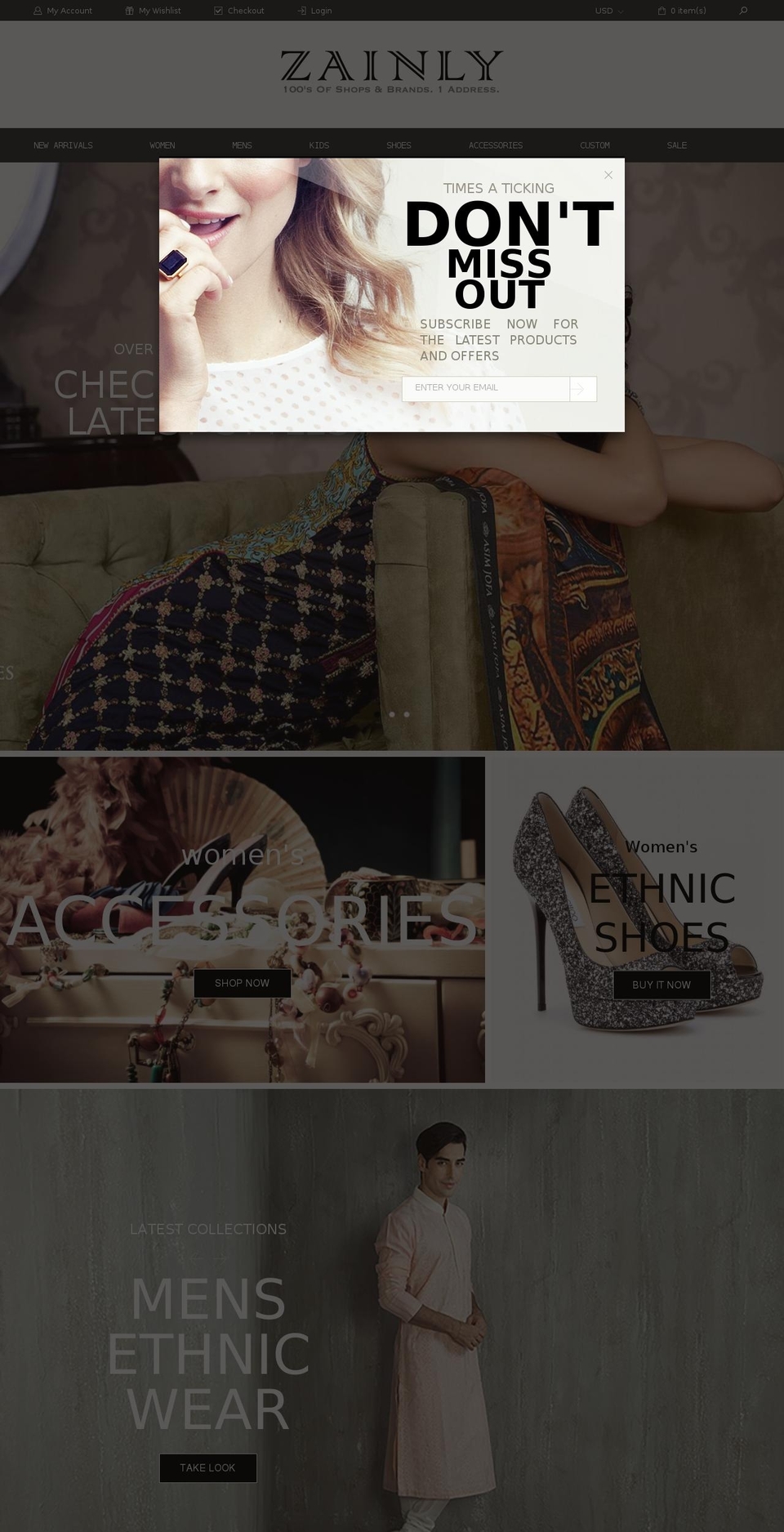 zainly.com shopify website screenshot