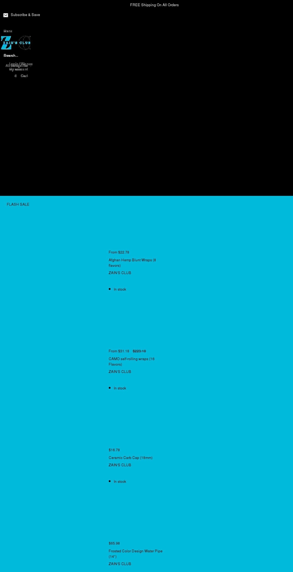 zainsclub.com shopify website screenshot