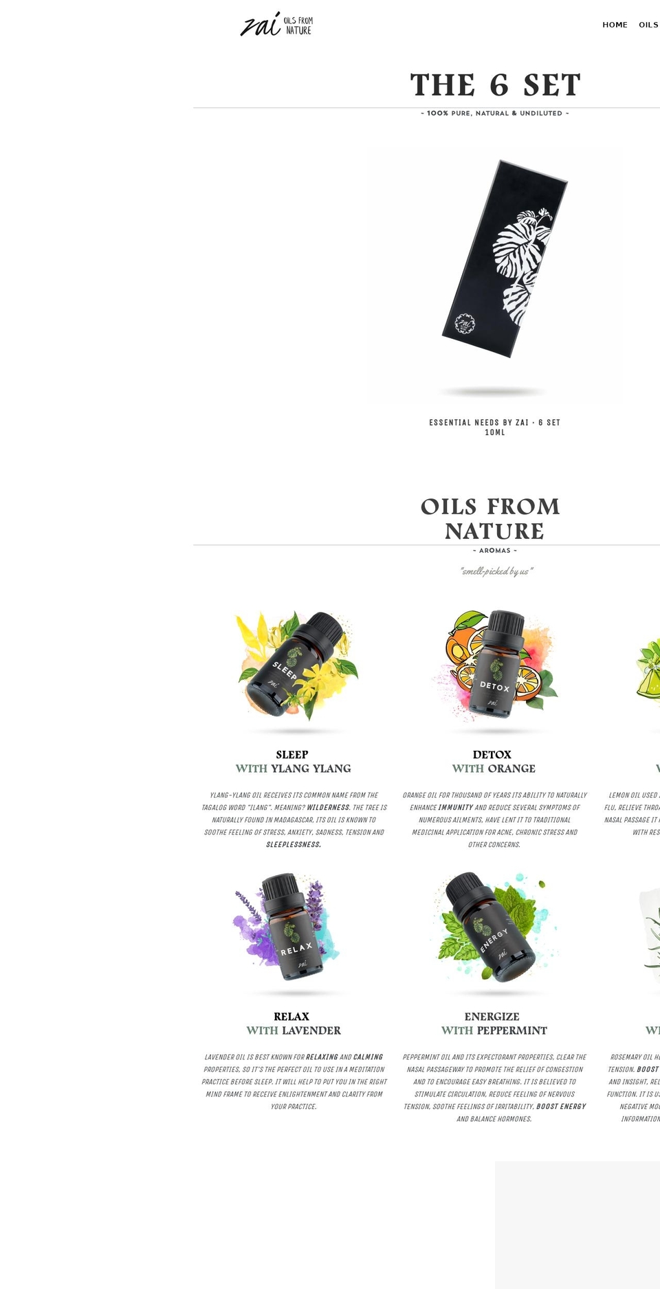 zaioils.com shopify website screenshot