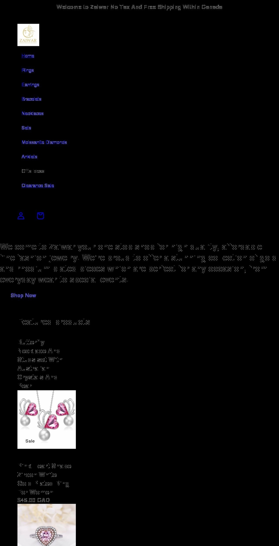 zaiwar.com shopify website screenshot