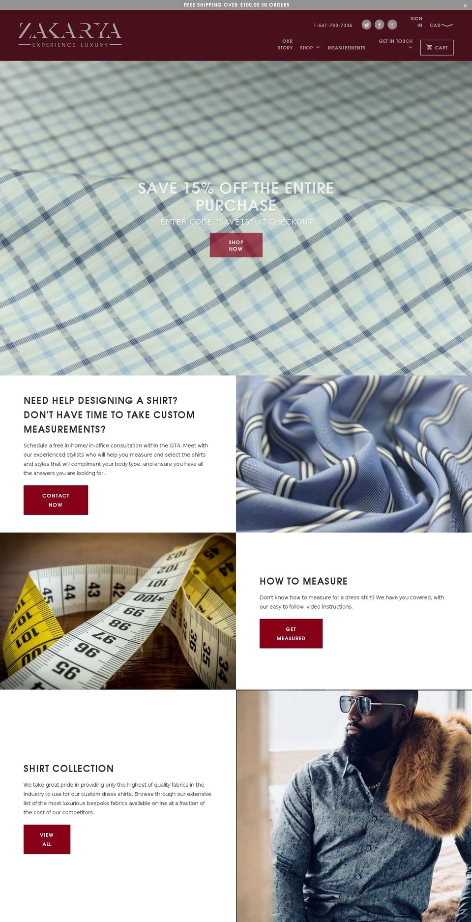 zakarya.ca shopify website screenshot