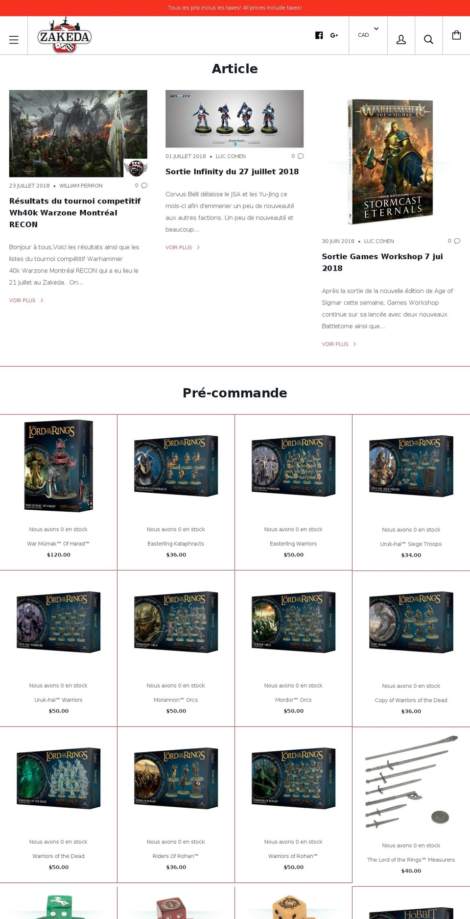 zakeda.ca shopify website screenshot