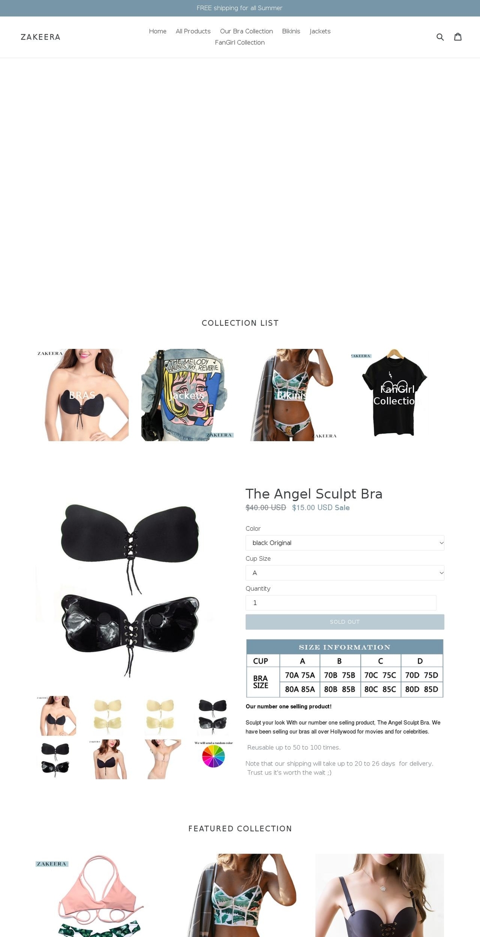 Sterling Shopify theme site example zakeera.com