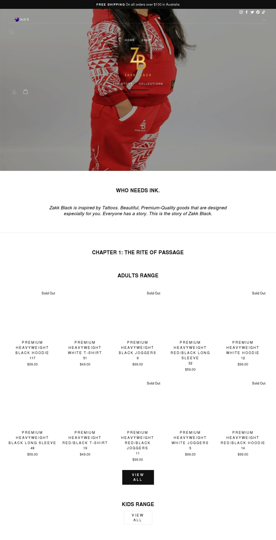 zakkblack.com shopify website screenshot