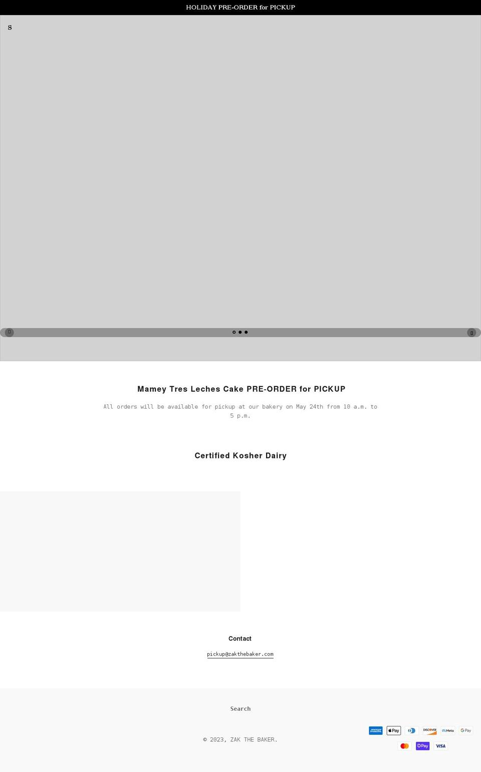 zakthebaker.myshopify.com shopify website screenshot