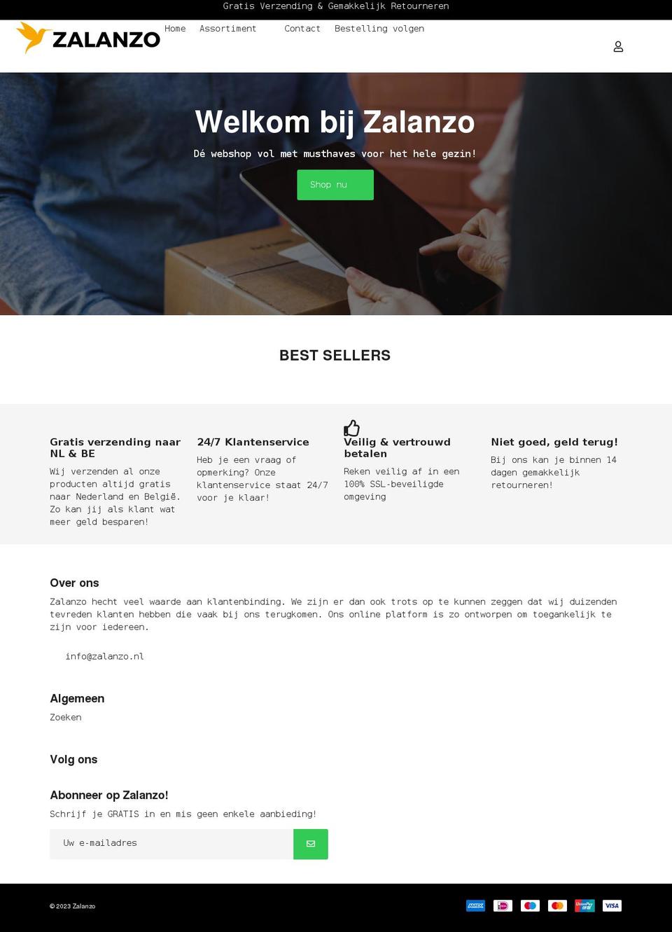 zalanzo.nl shopify website screenshot