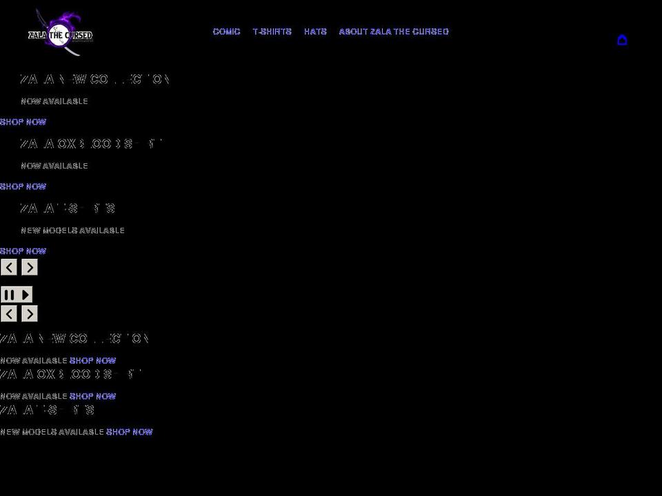 zalathecursed.store shopify website screenshot