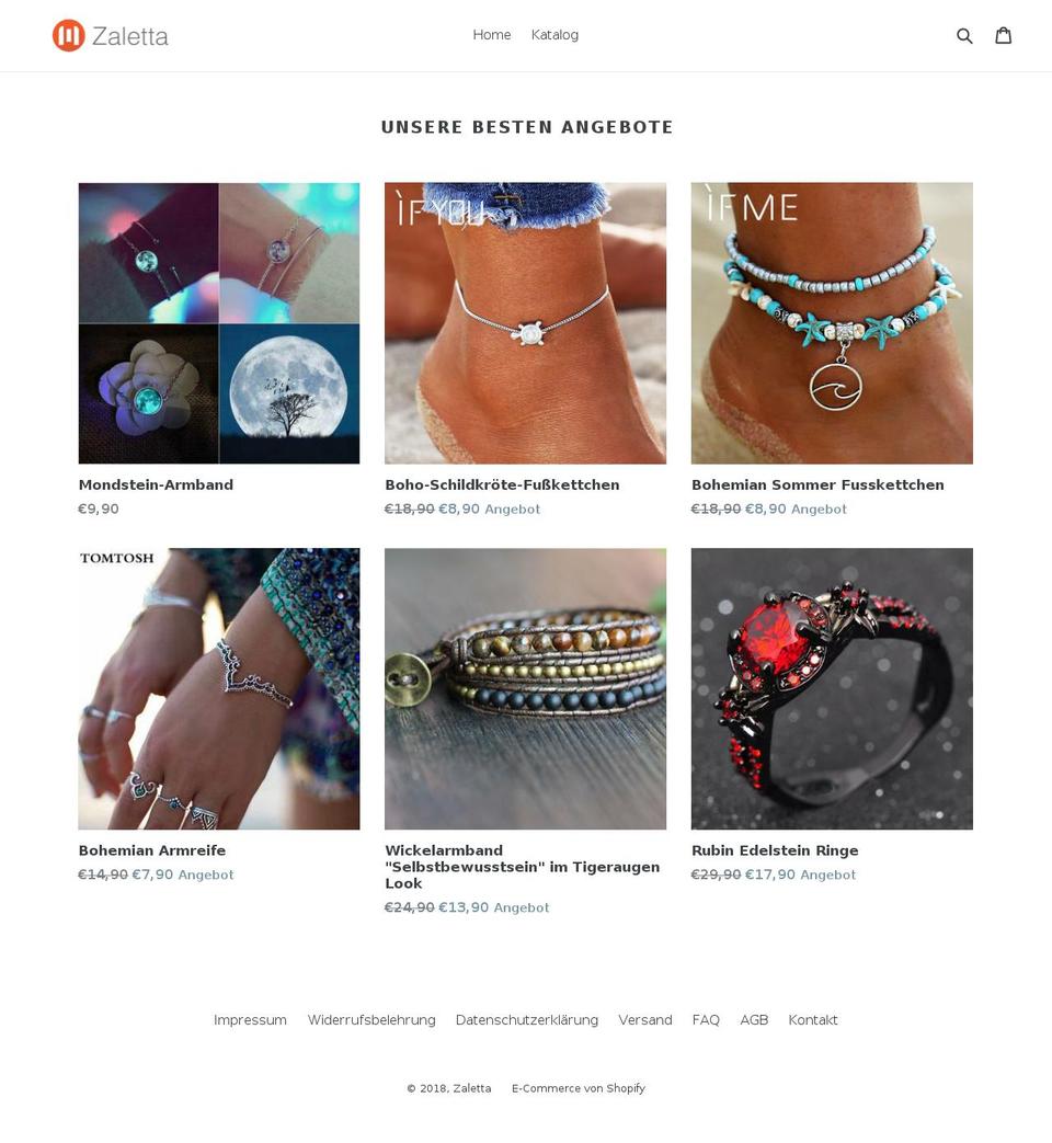 zaletta.com — Shopify storefront screenshot