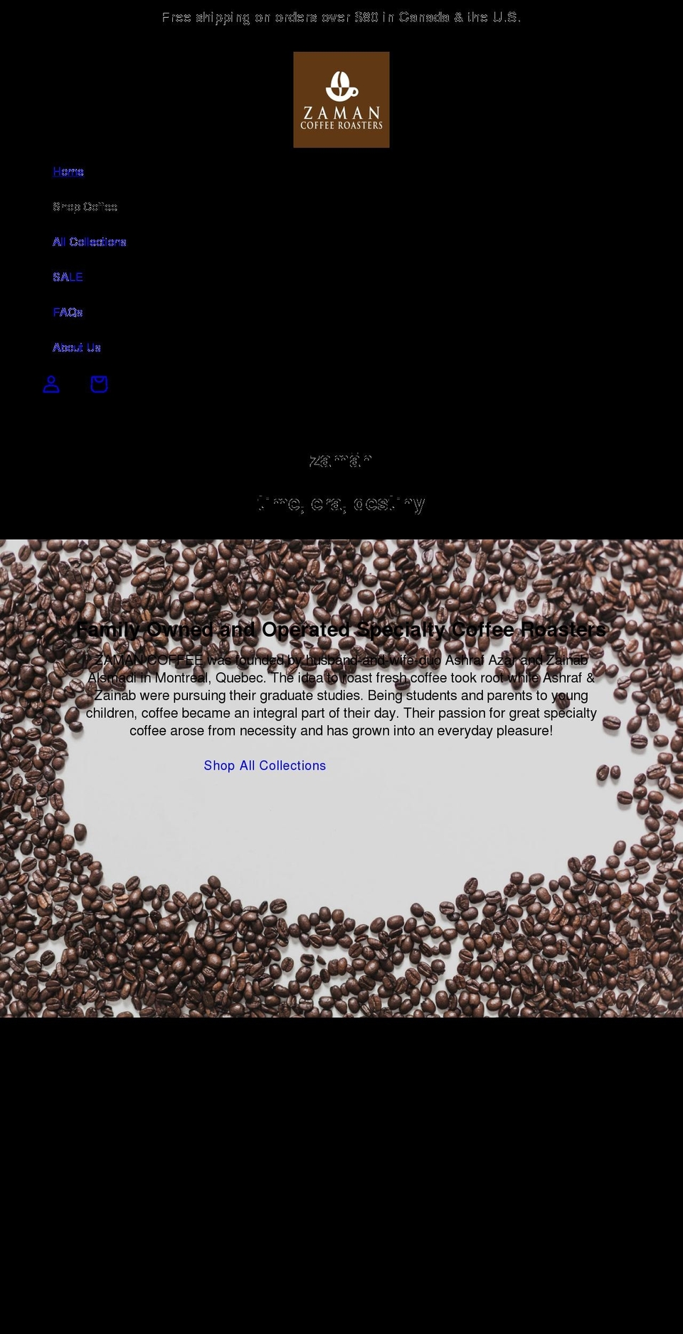 zamancoffee.com shopify website screenshot