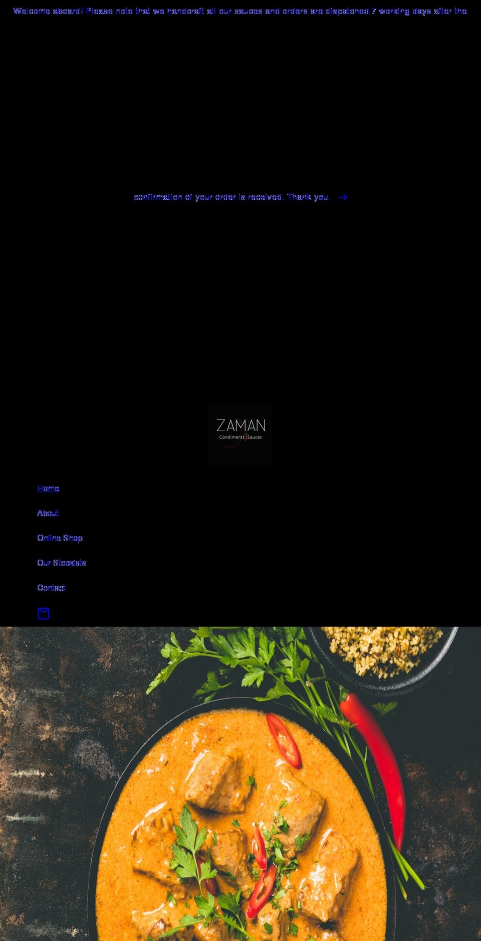 zamancondimentsandsauces.com shopify website screenshot