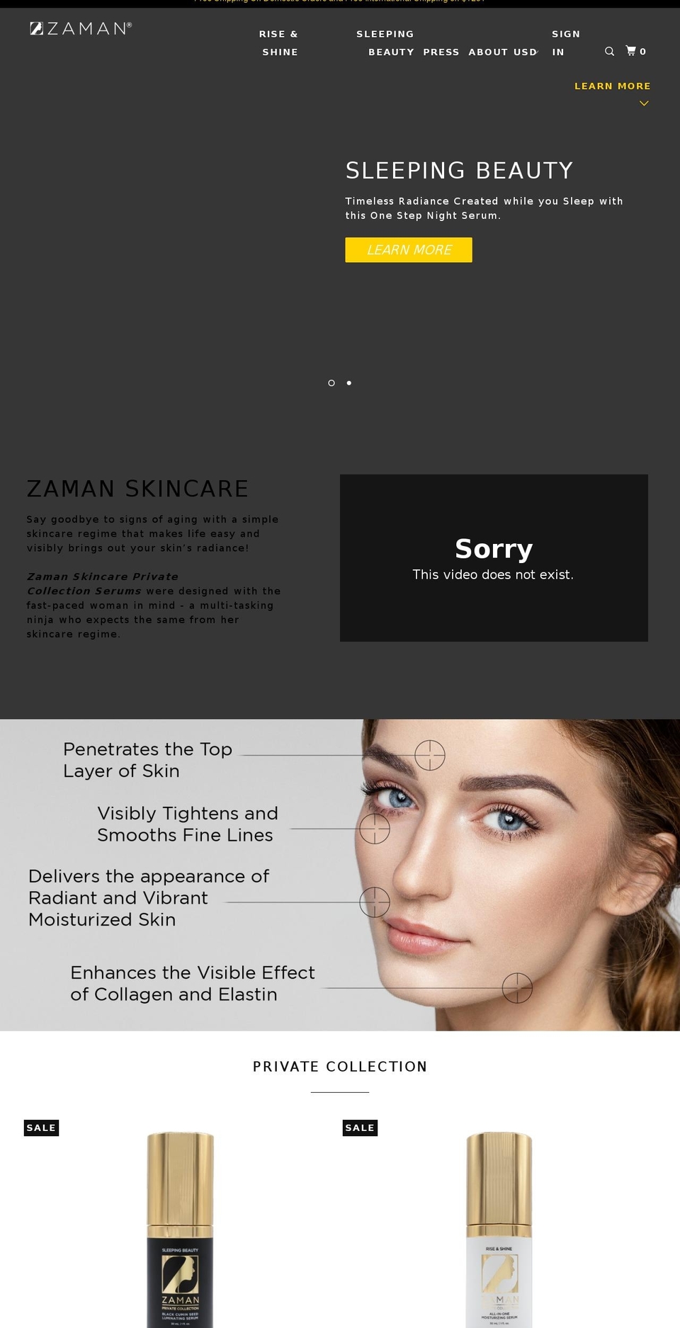 zamanskincare.com — Shopify storefront screenshot