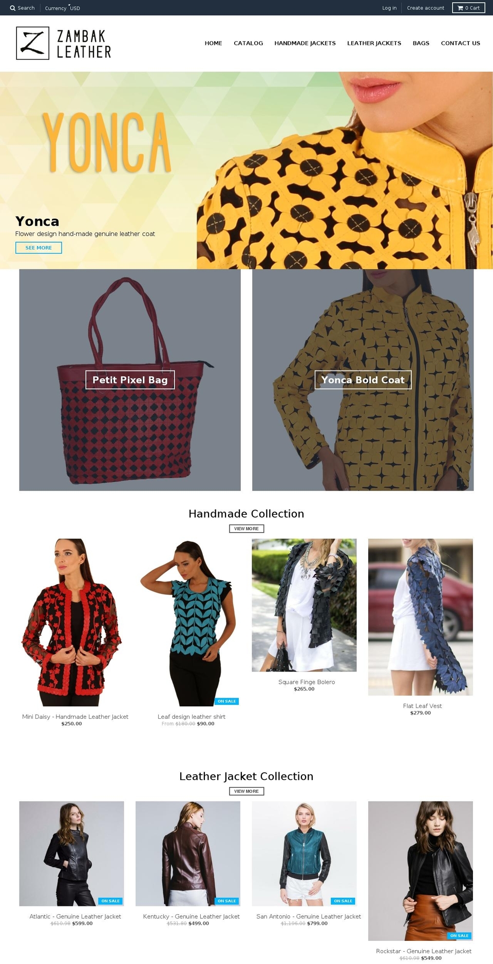 zambakleather.com — Shopify storefront screenshot