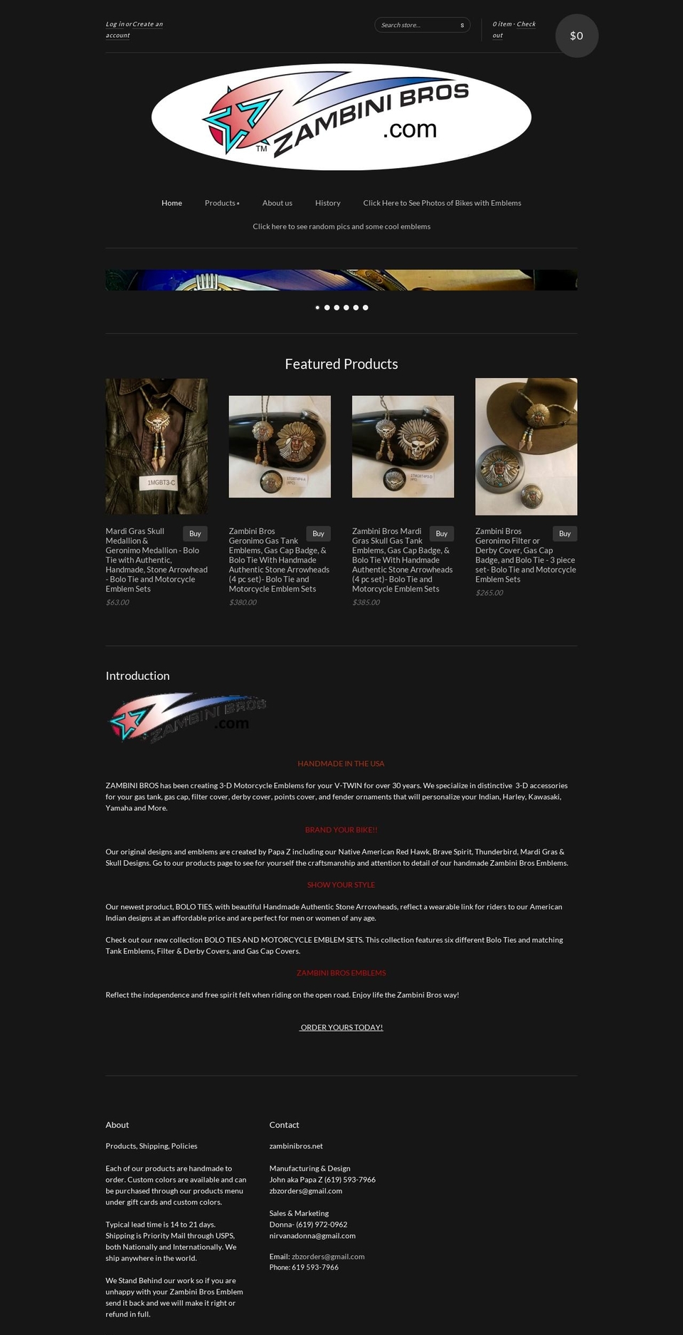 zambini-bros-mfa.myshopify.com — Shopify storefront screenshot