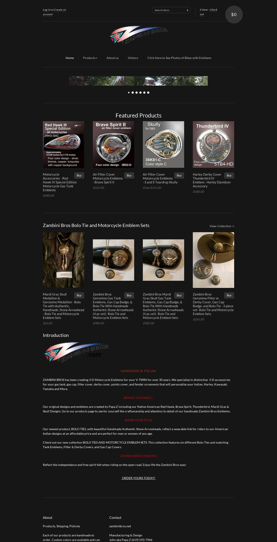 zambinibros.net shopify website screenshot