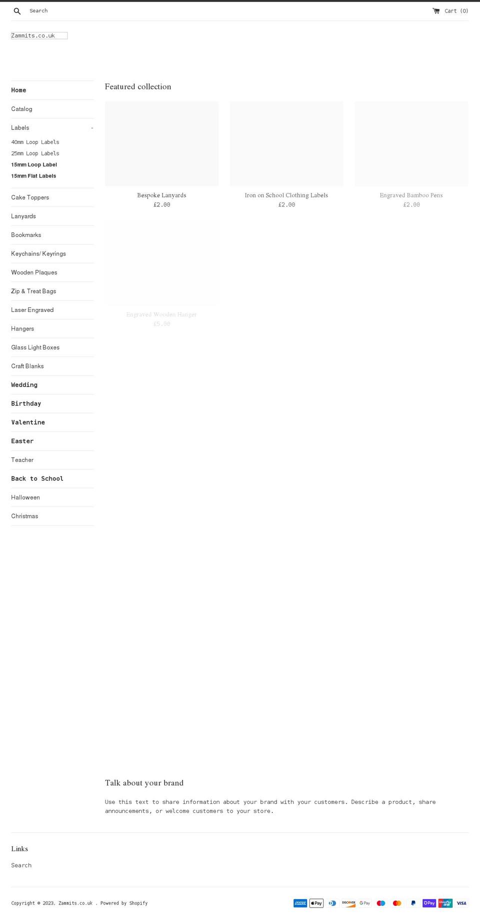 zammits.co.uk shopify website screenshot