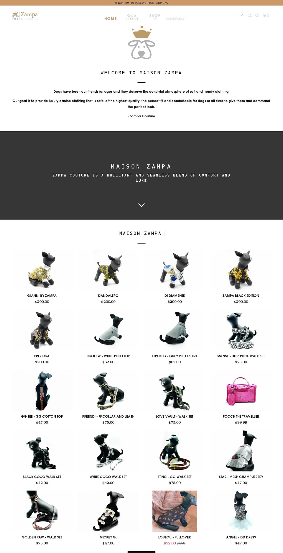 zampacouture.com shopify website screenshot