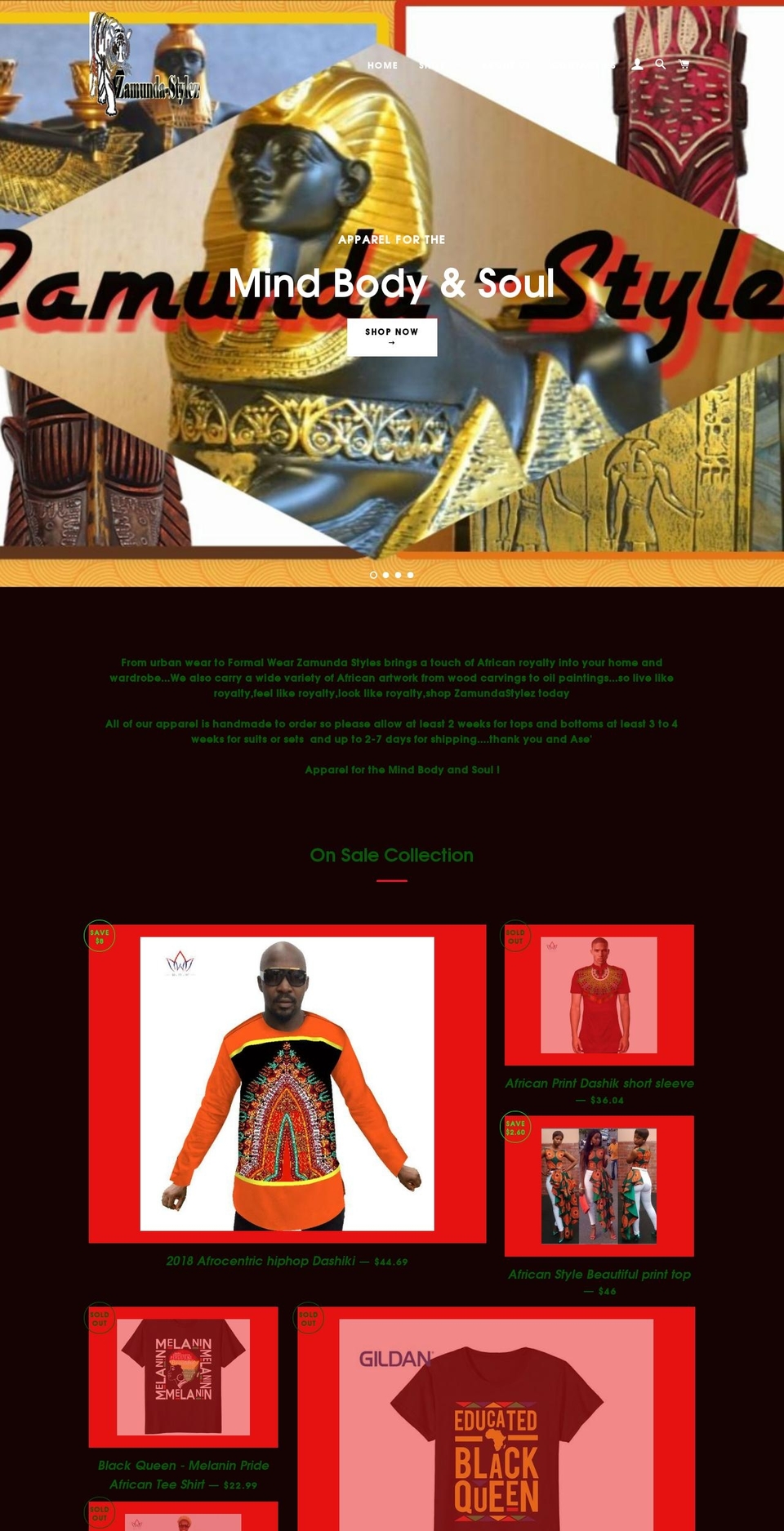 zamundastylezonline.com — Shopify storefront screenshot