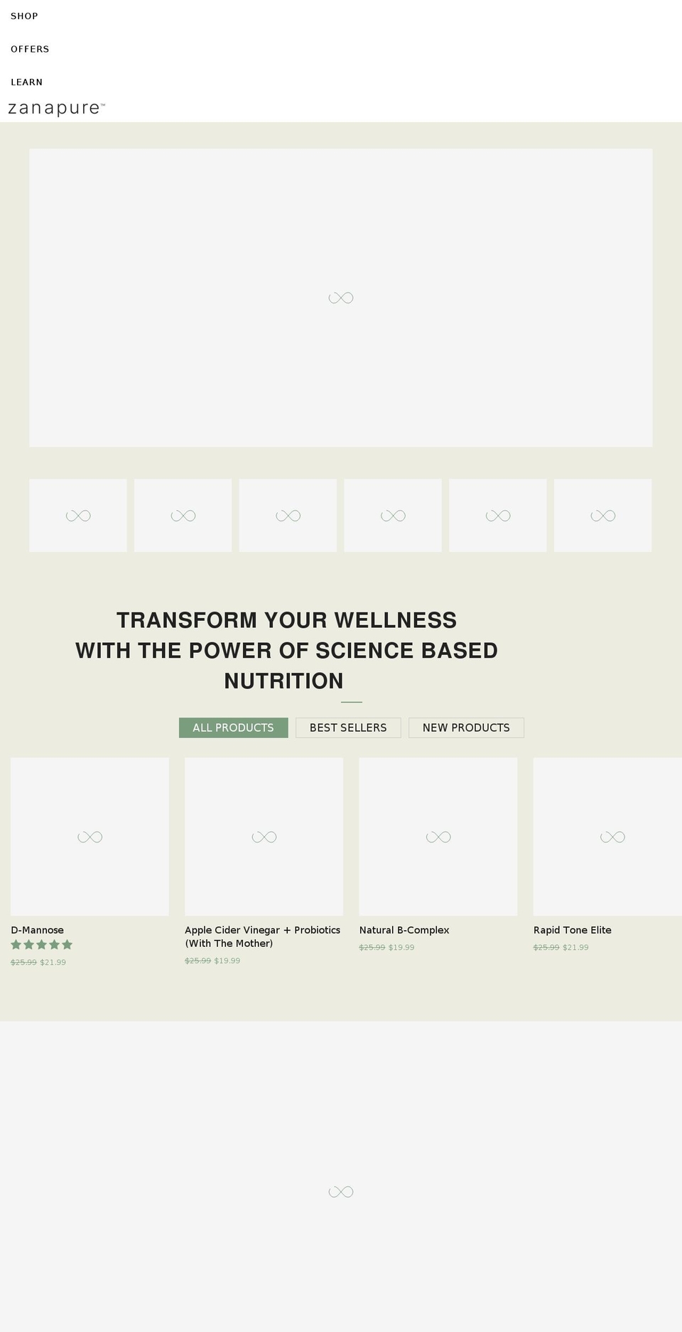zanapure.com shopify website screenshot