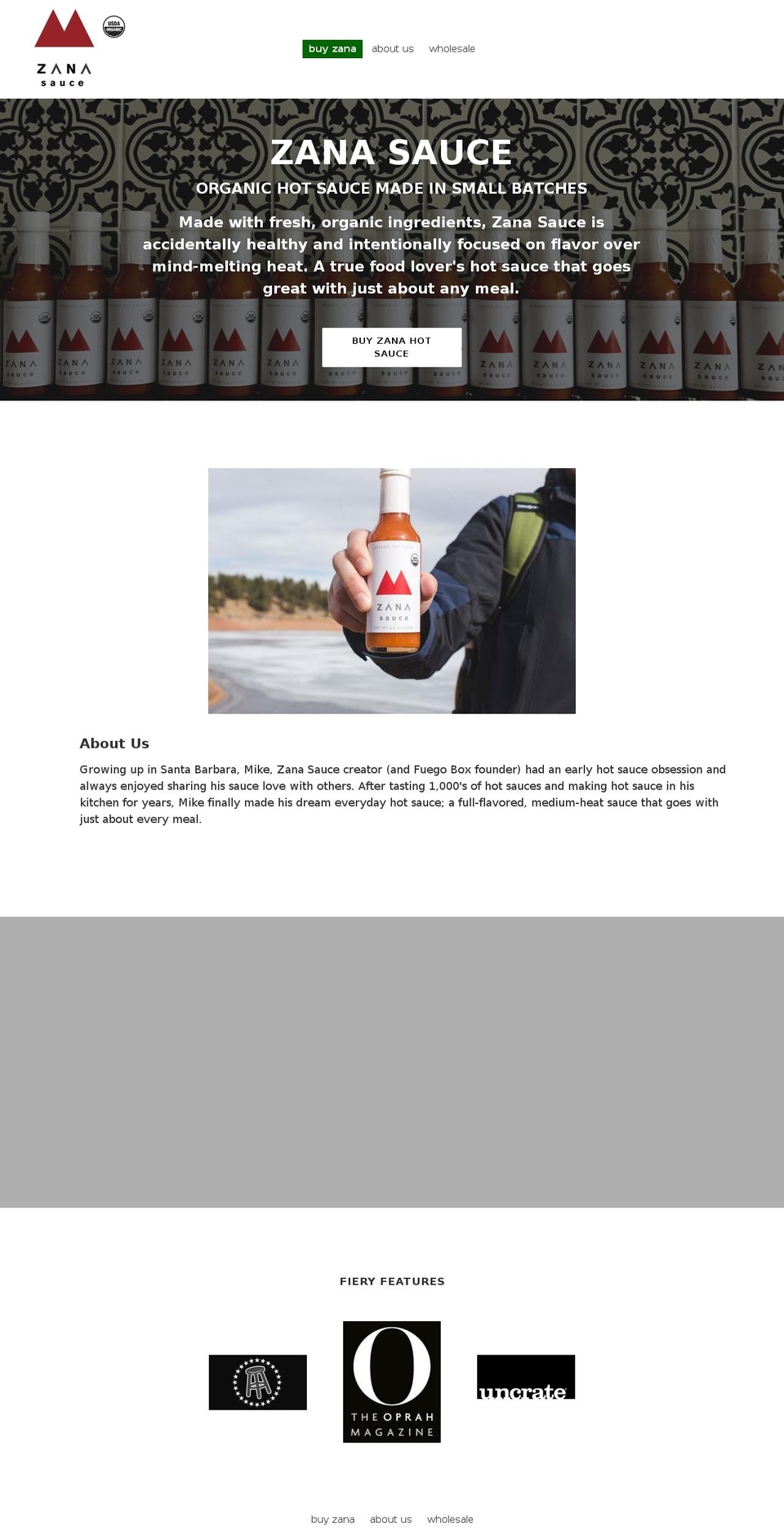 zanasauce.com shopify website screenshot