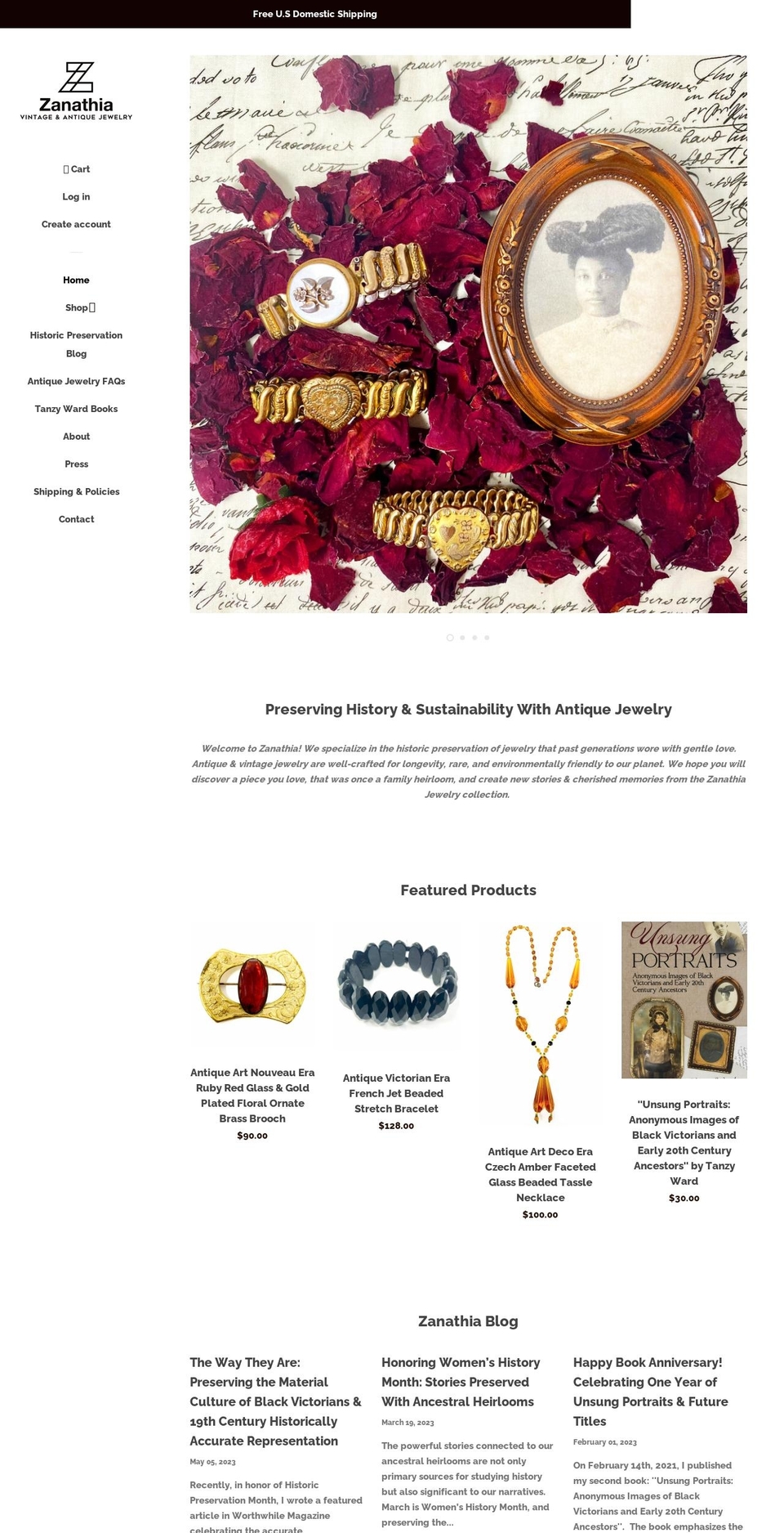zanathiajewelry.com — Shopify storefront screenshot