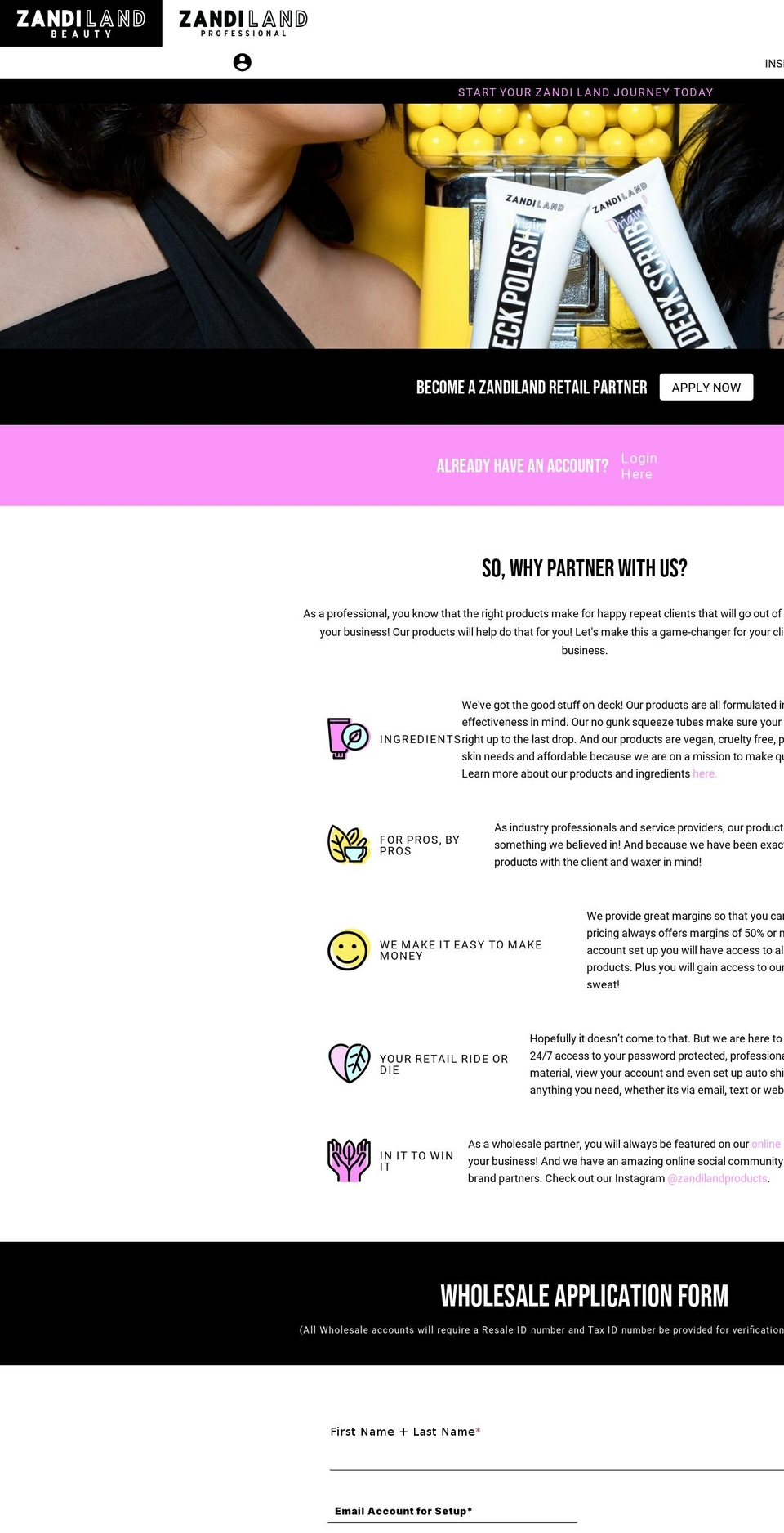 zandikprofessional.com — Shopify storefront screenshot