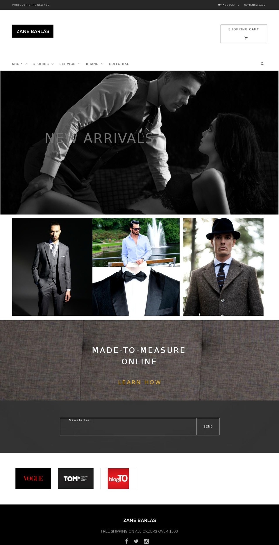 zanebarlas.com shopify website screenshot