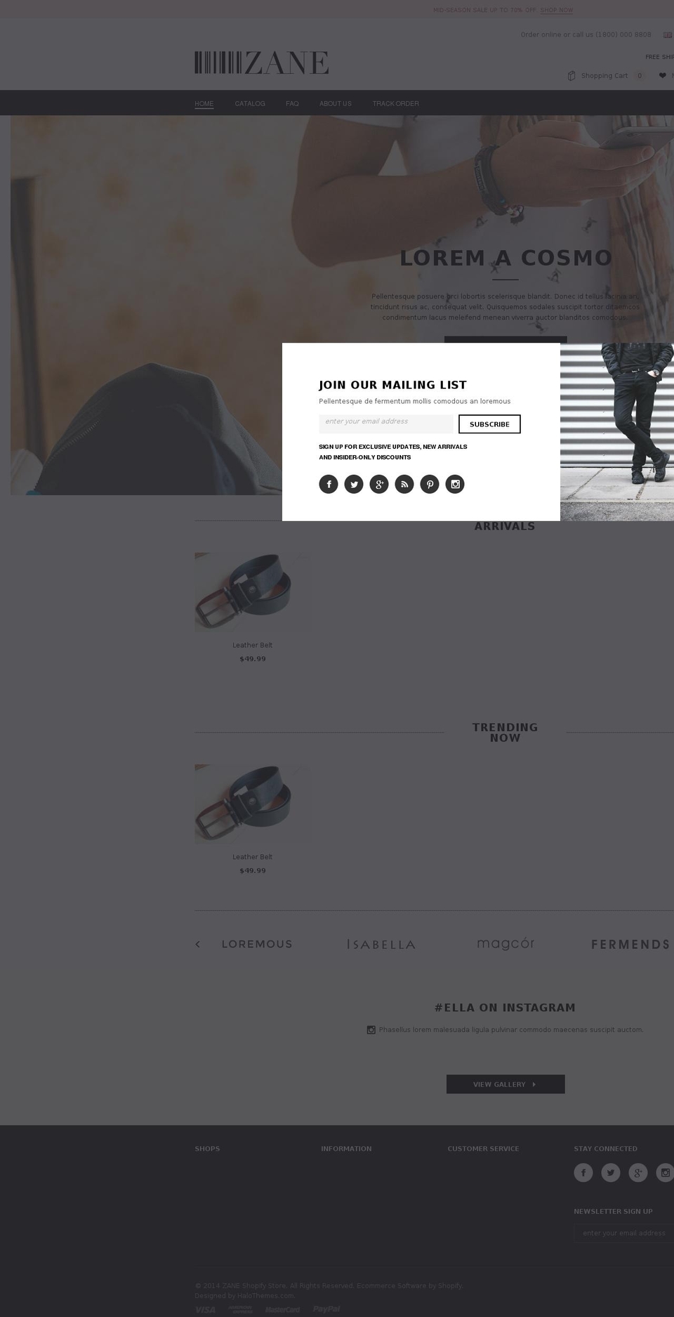 zanecollection.com — Shopify storefront screenshot