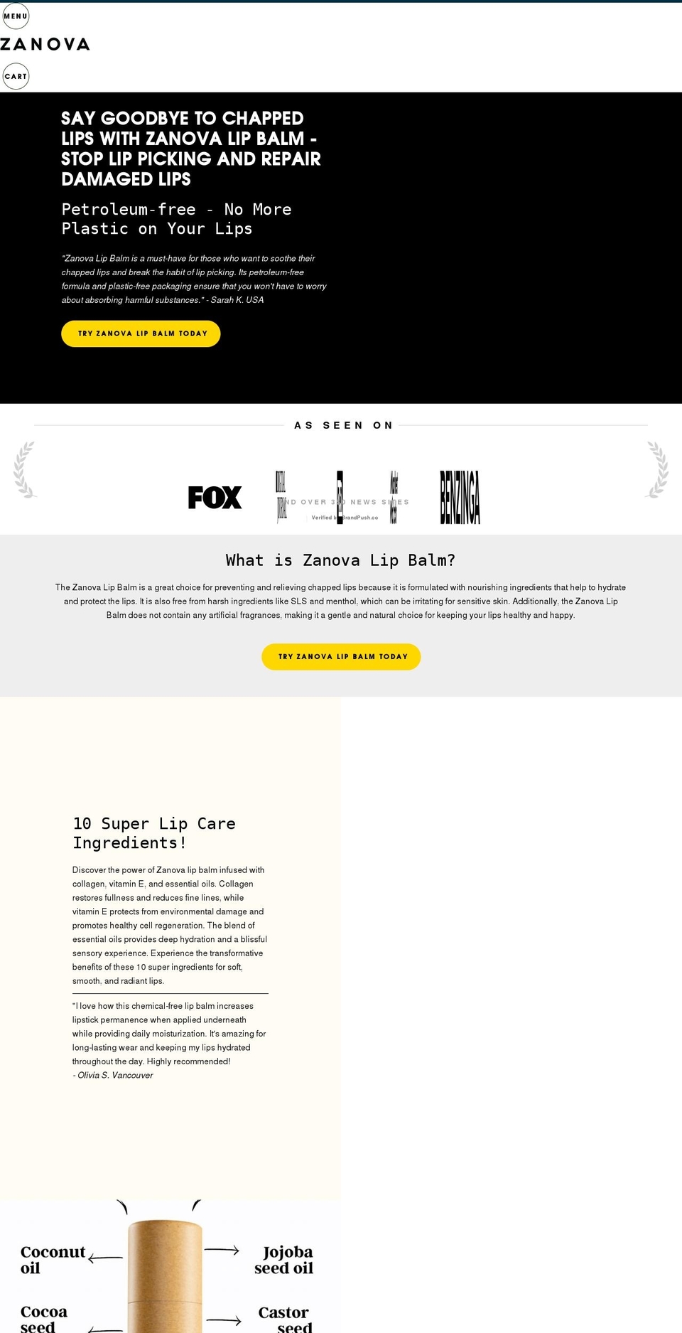 zanova.com shopify website screenshot