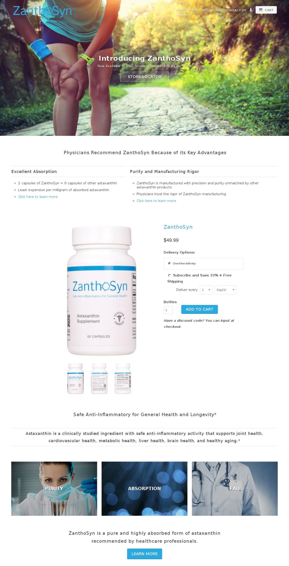 zanthosyn.com shopify website screenshot