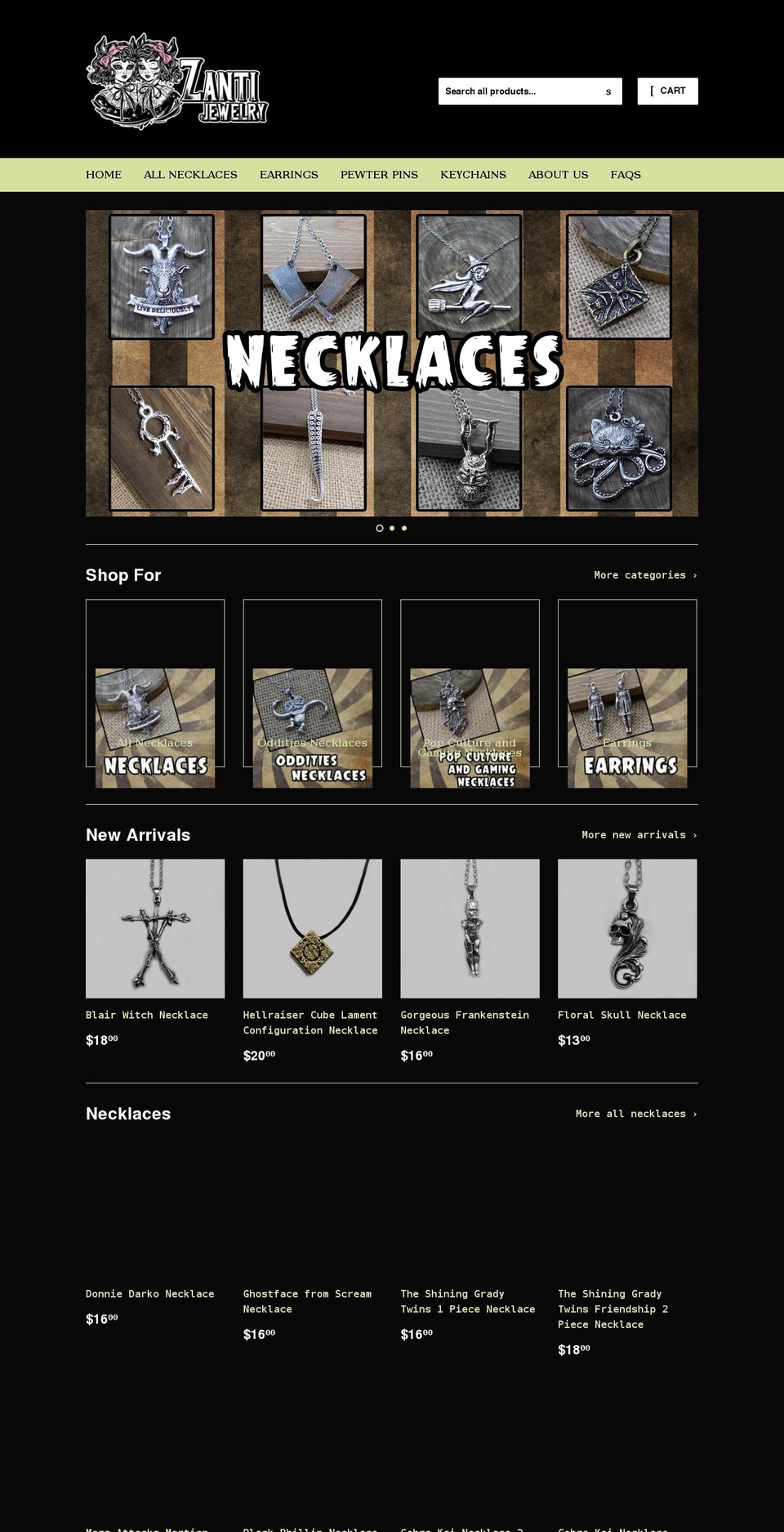 zantijewelry.com shopify website screenshot