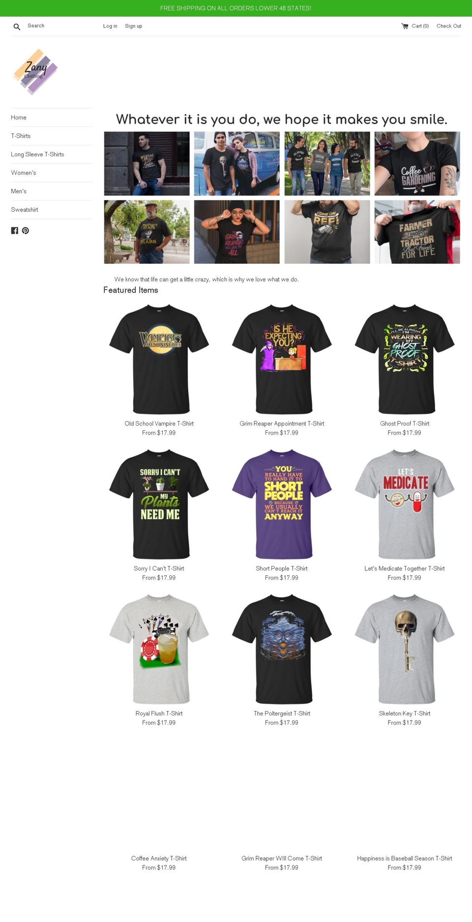 zanyclothing.com — Shopify storefront screenshot