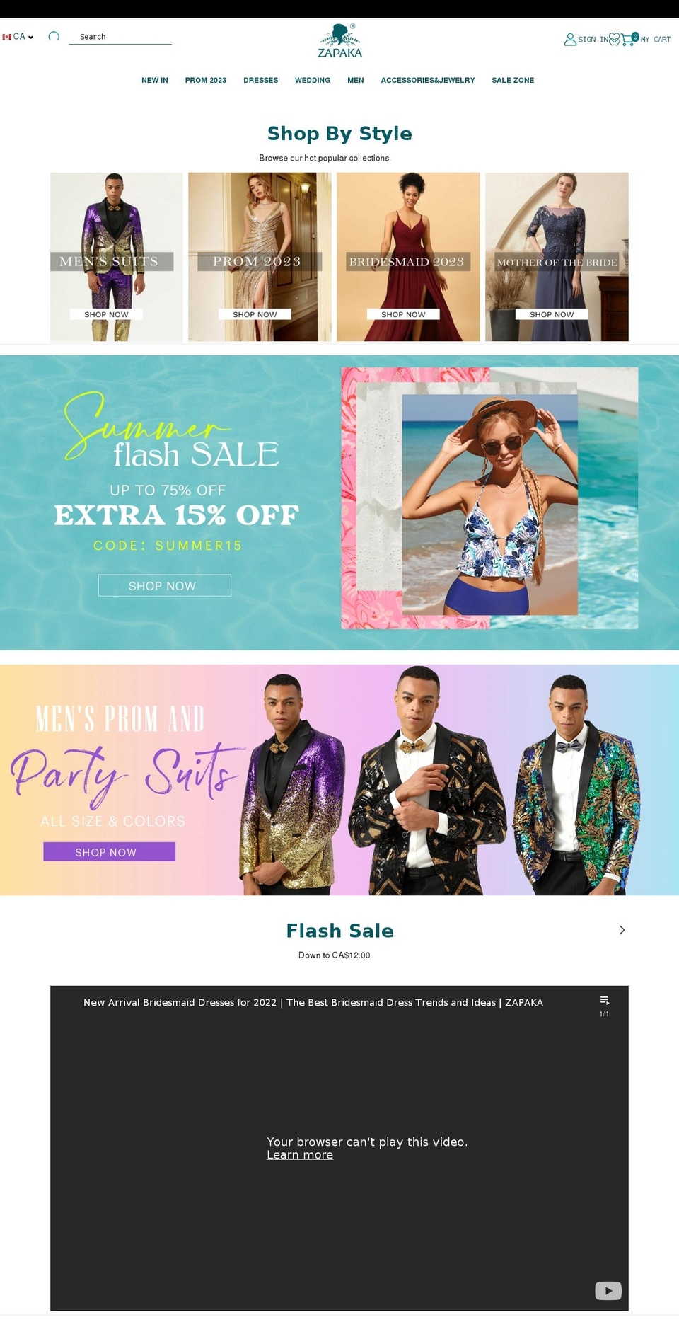 zapaka.ca shopify website screenshot