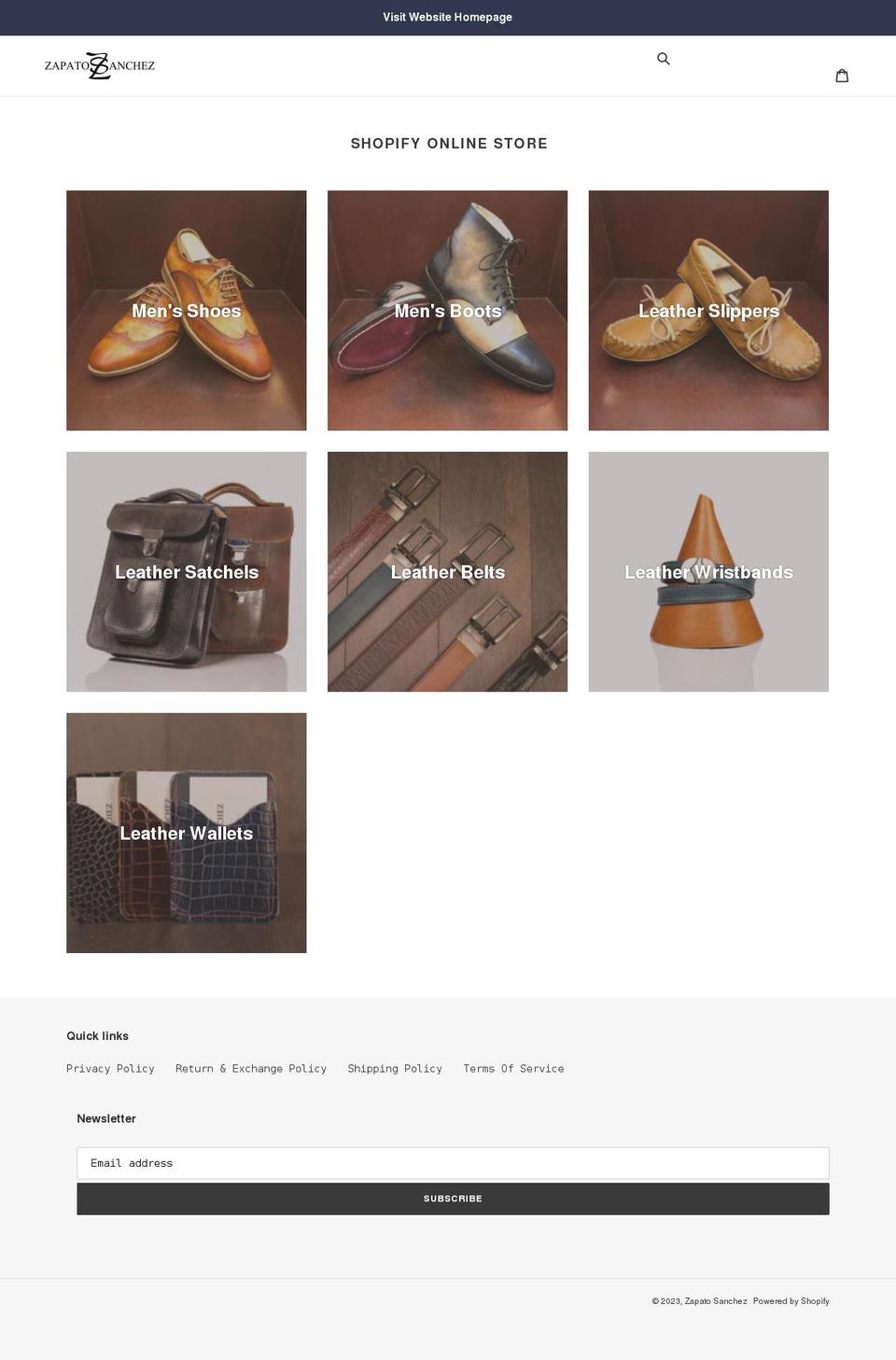 Store Front Shopify theme site example zapato-sanchez.myshopify.com