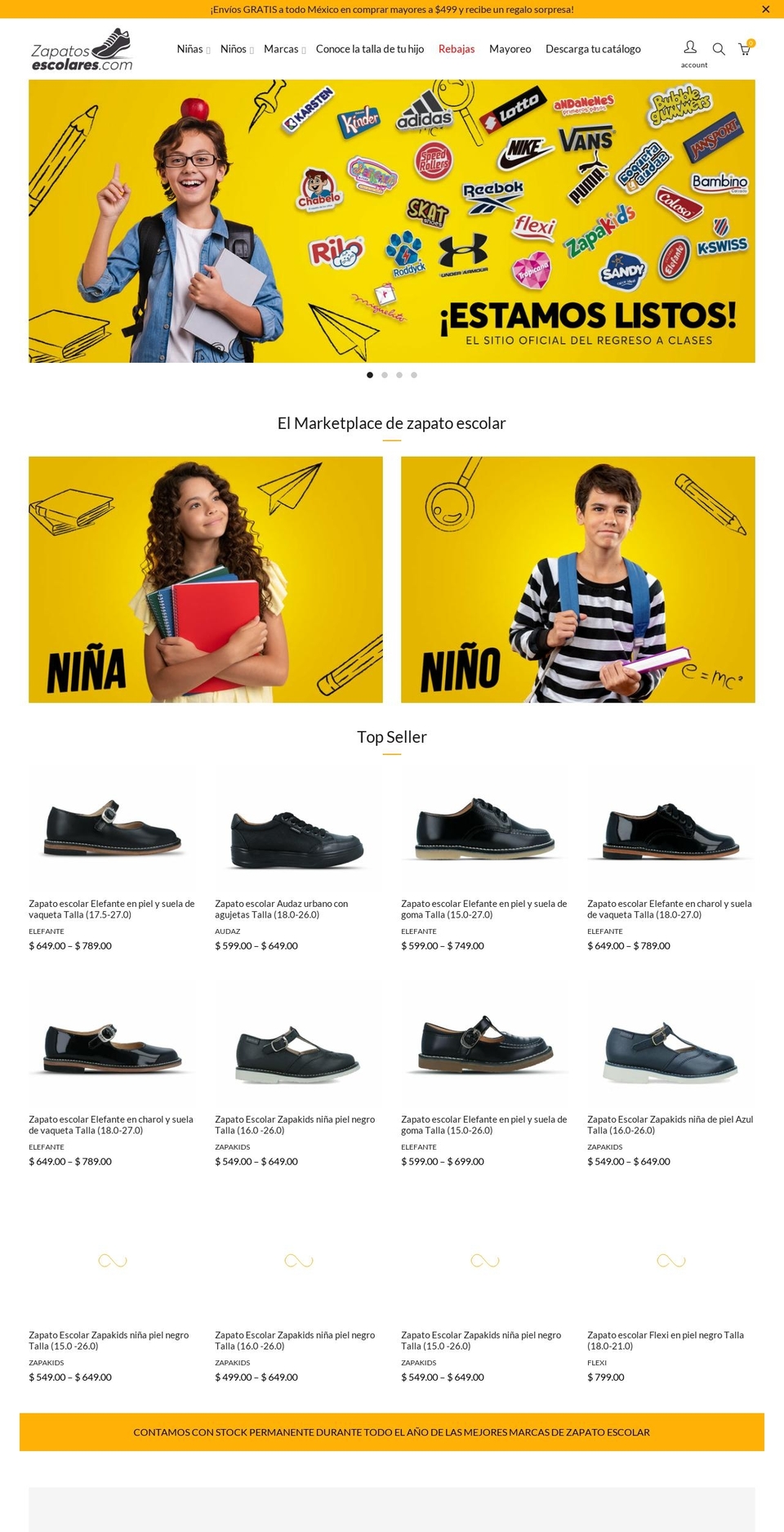 zapatosescolares.com shopify website screenshot