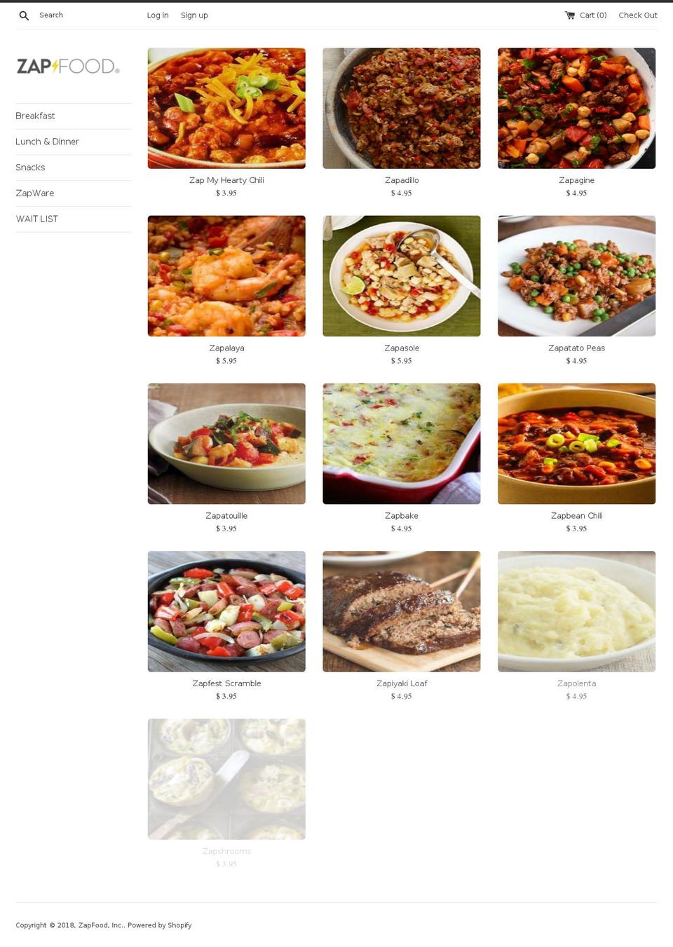 zapfood.biz shopify website screenshot