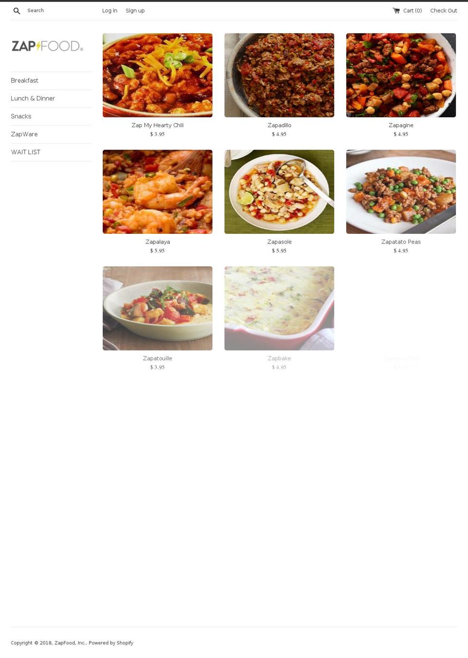 zapfoods.com — Shopify storefront screenshot