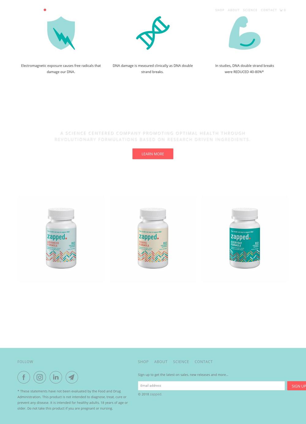 zappedhealth.com — Shopify storefront screenshot