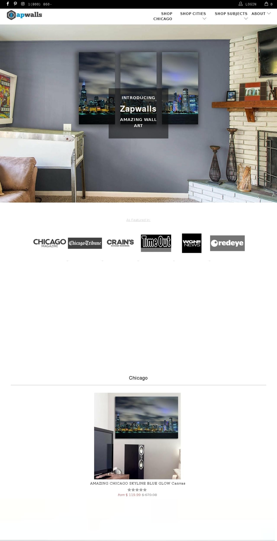 zapwalls.com shopify website screenshot