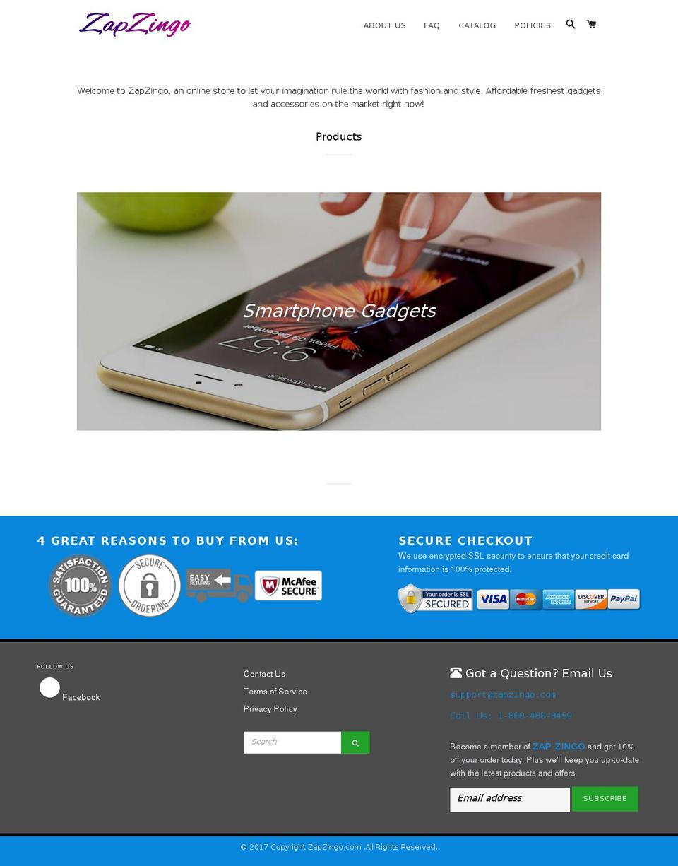 zapzingo.com — Shopify storefront screenshot