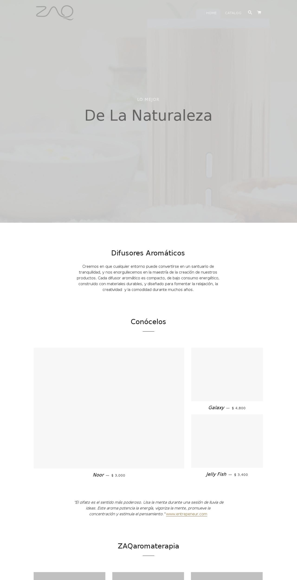 zaqaromaterapia.com — Shopify storefront screenshot