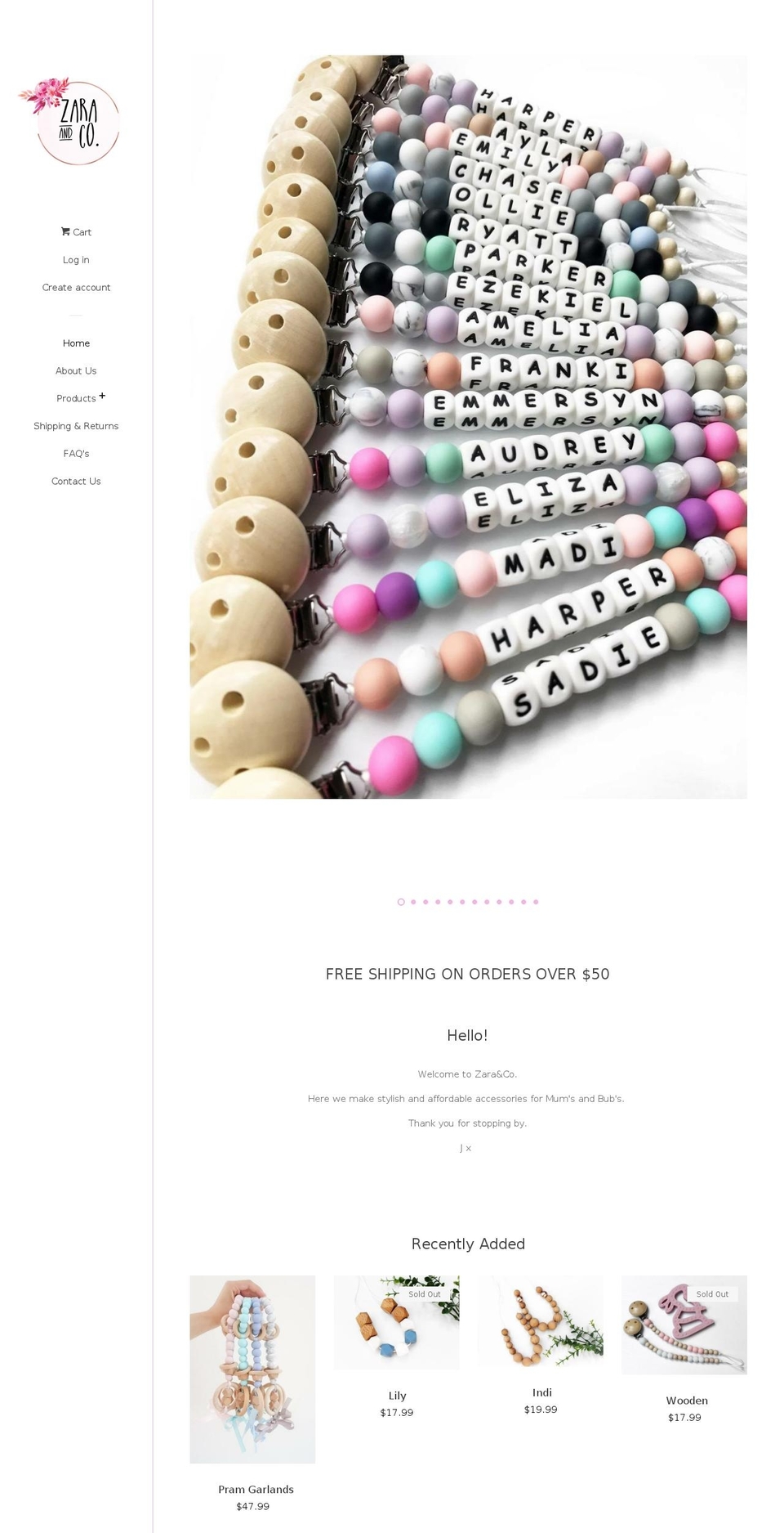 zaraandcoau.com — Shopify storefront screenshot
