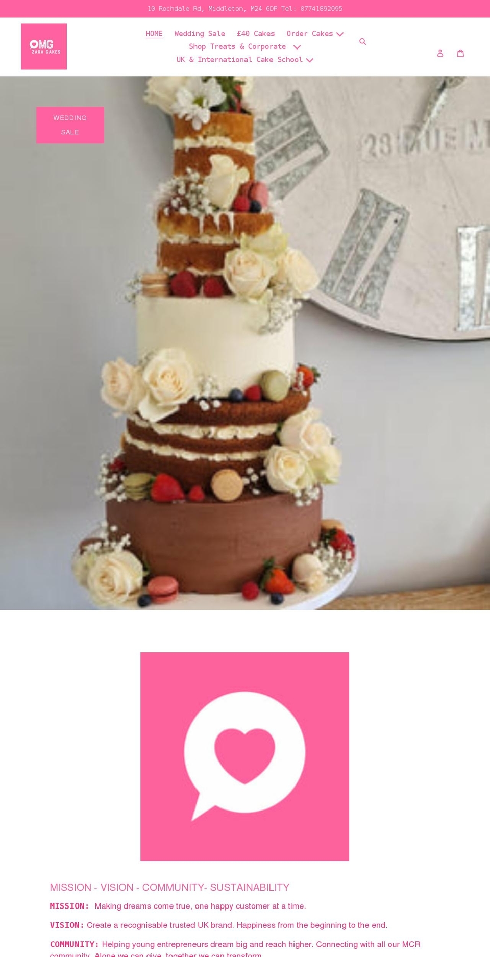 zaracakes.com shopify website screenshot
