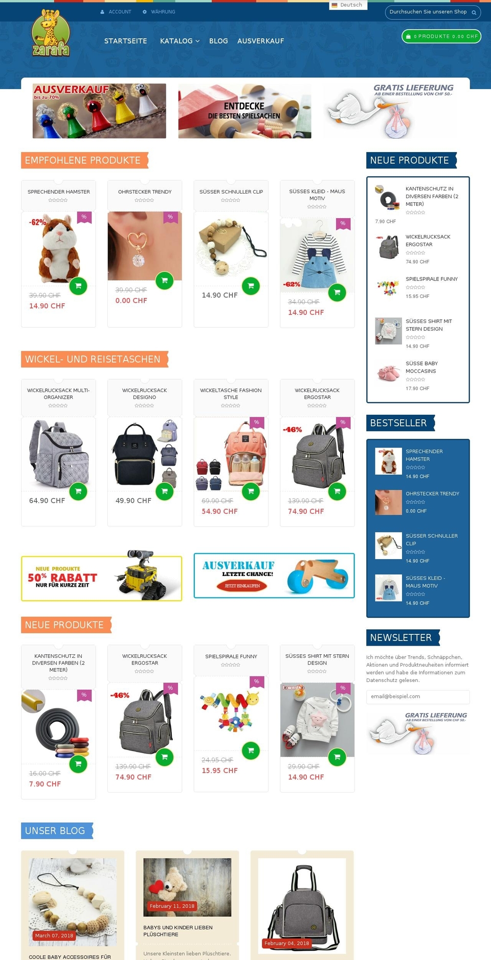 home2 Shopify theme site example zarafa.ch