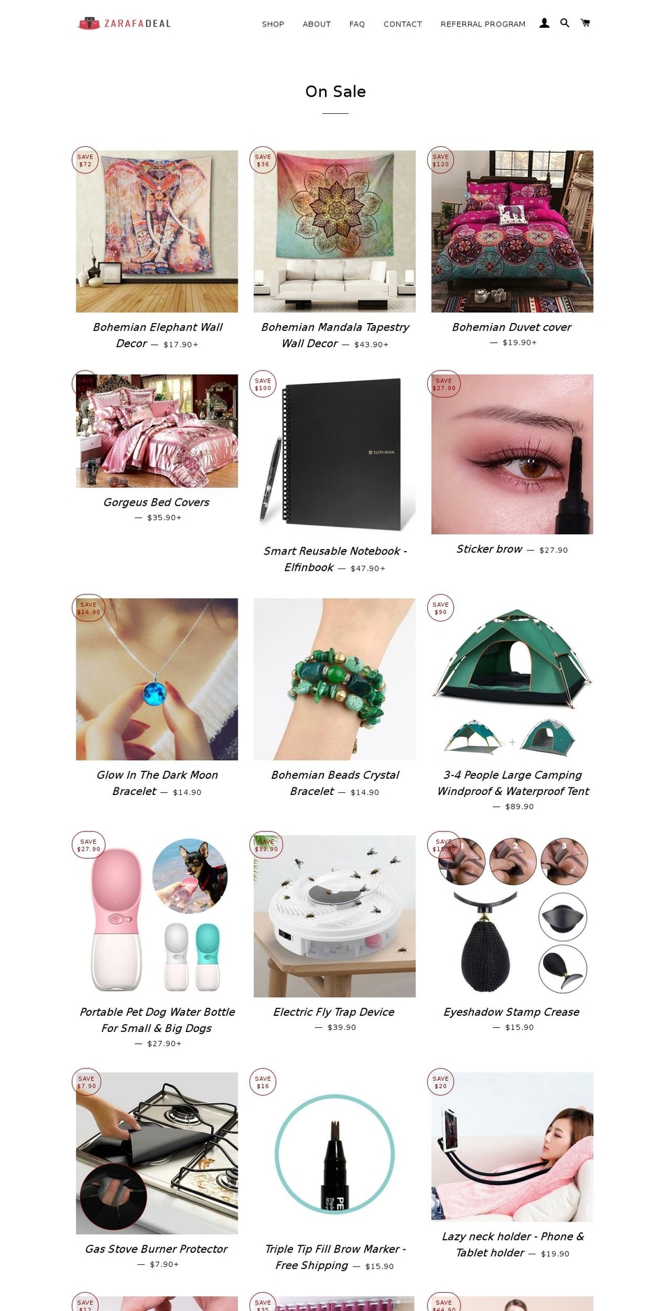 zarafadeal.com shopify website screenshot