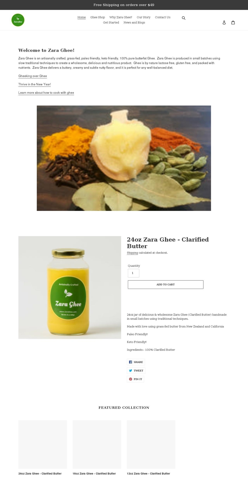 zaraghee.com shopify website screenshot